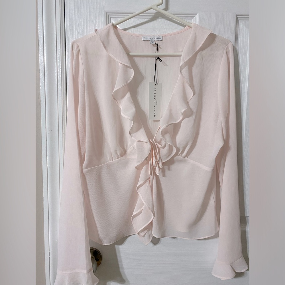 Tied Sheer Blouse. NWT